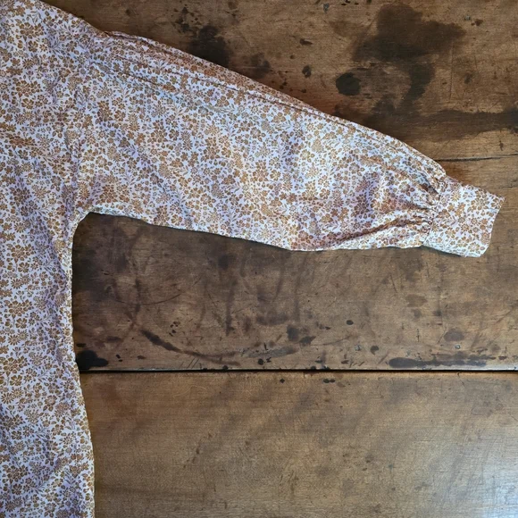 Ann Mashburn 100% Cotton Blouse – Size L - White / Caramel Floral Pattern - Picture 5 of 10